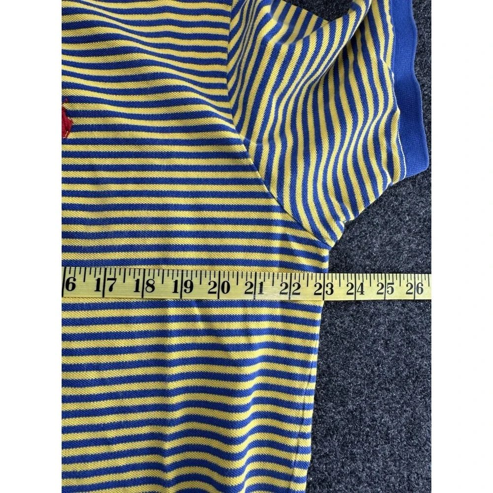 Polo Ralph Lauren Striped Polo Shirt XL Blue Yellow Pony Logo Cotton